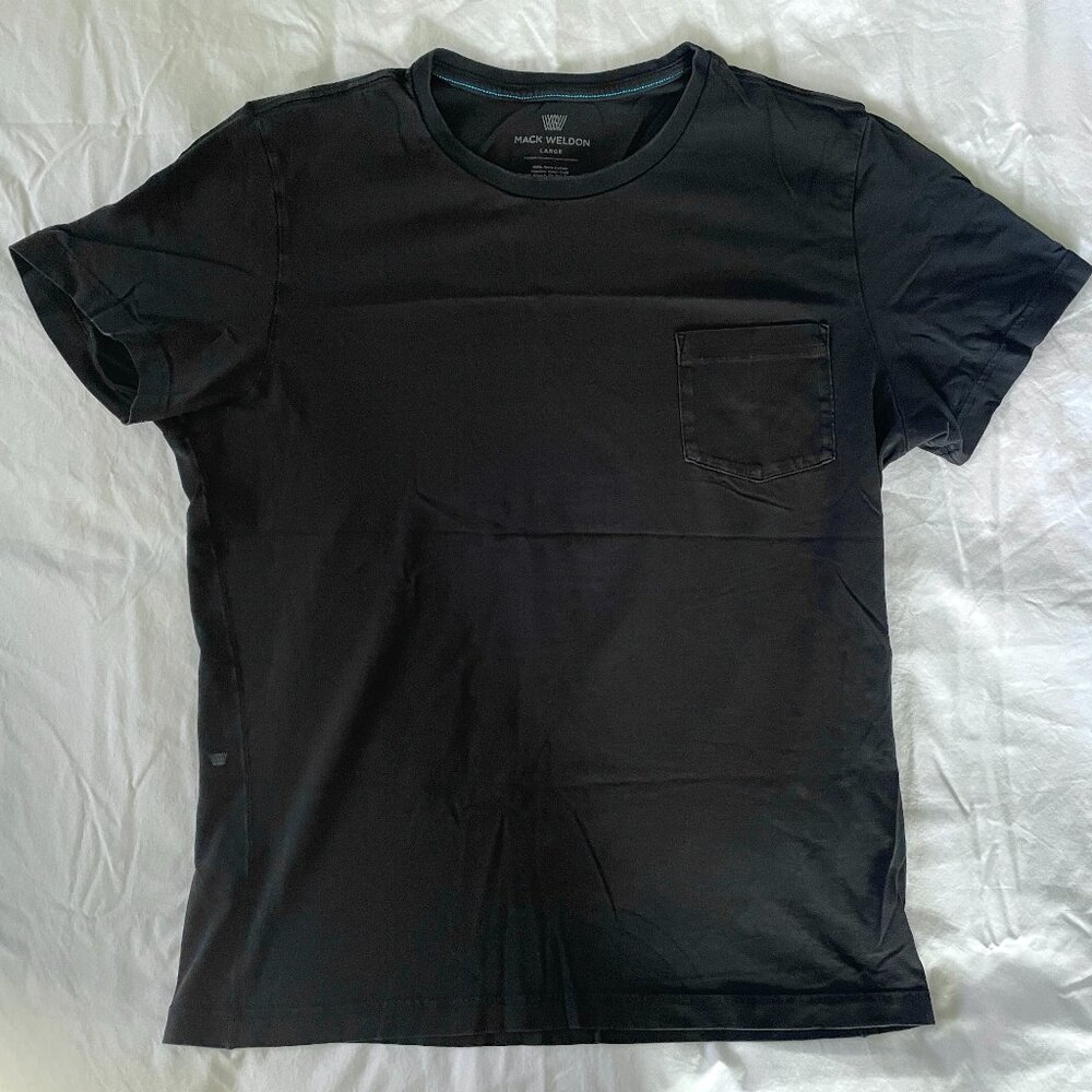 Mack Weldon Pima Crew Neck w/ Pocket - LARGE - Black